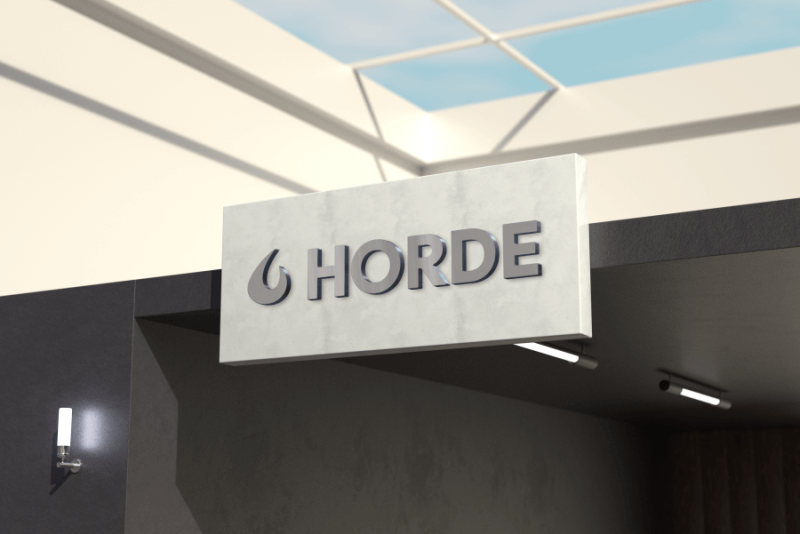 Horde logo op een gebouw